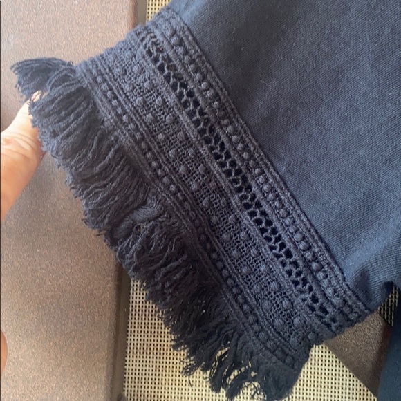 Chelsea & Theodore Fringed Black Little Black Short Sleeve T-Shirt Dress - Picture 3 of 8